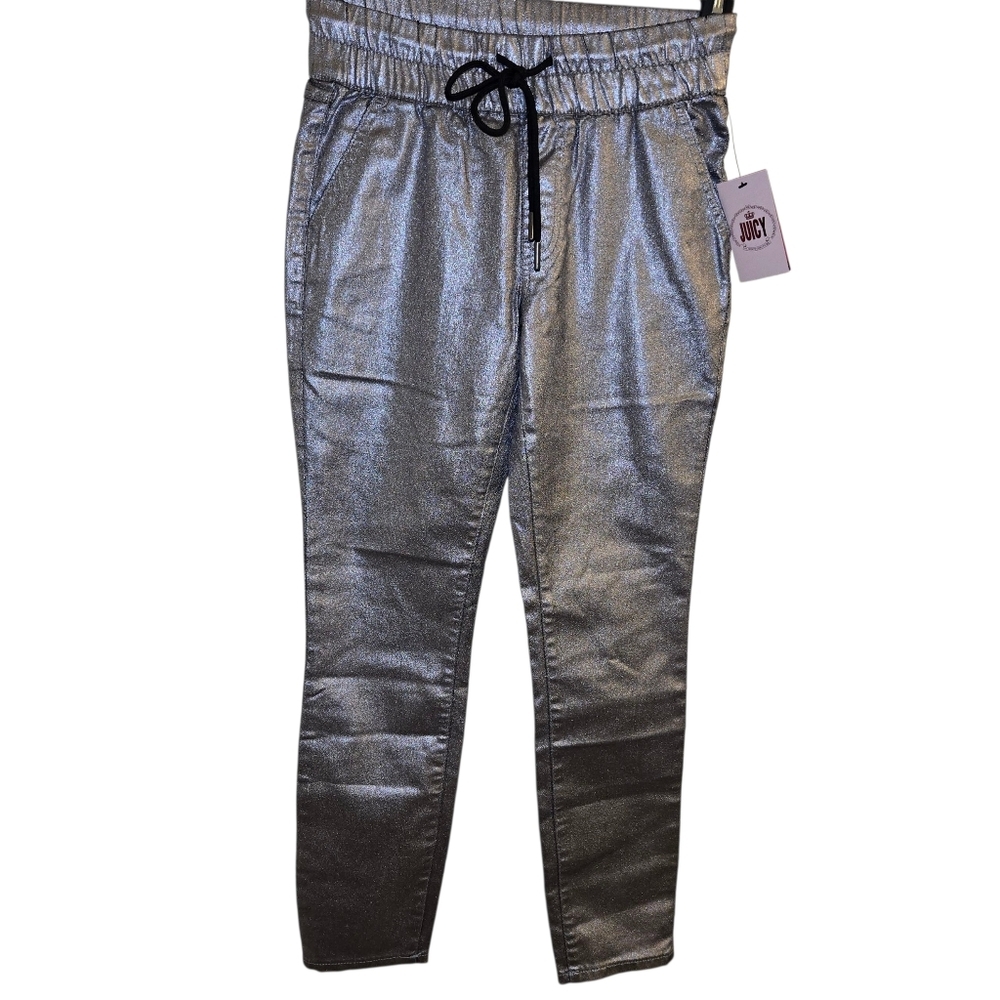Juicy Couture Silver Comfy Elastic Waist Drawstring Jogger Pants Sz 2. - Picture 3 of 11